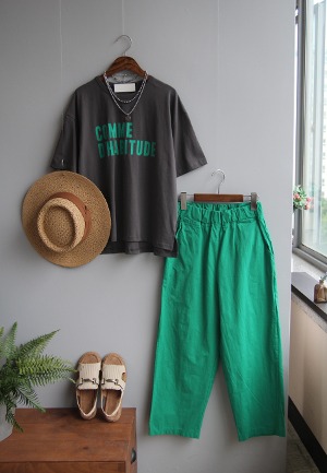 여름)얇은아방일자-pants(그린)